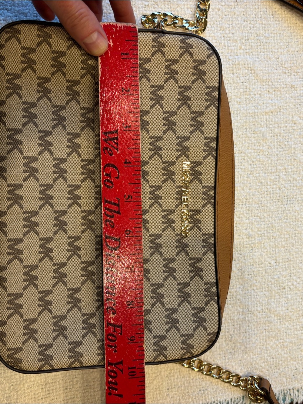 Michael Kors Beige/Brown Signature MK Crossbody Bag - Picture 2 of 6
